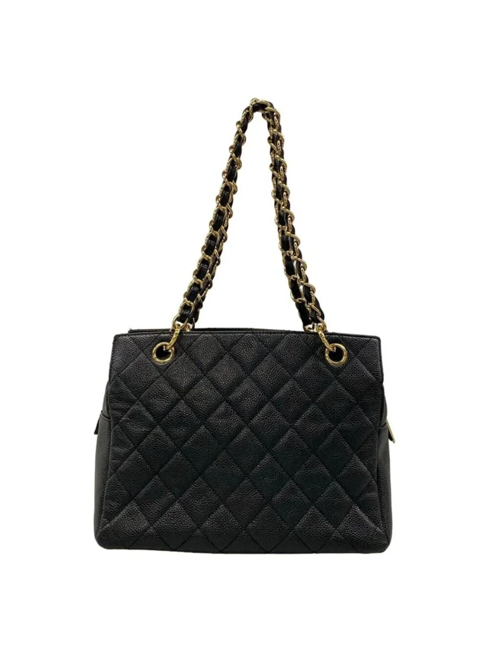 Chanel Shoulder Bag Petit Timeless Tote Quilted Black Chain Gold